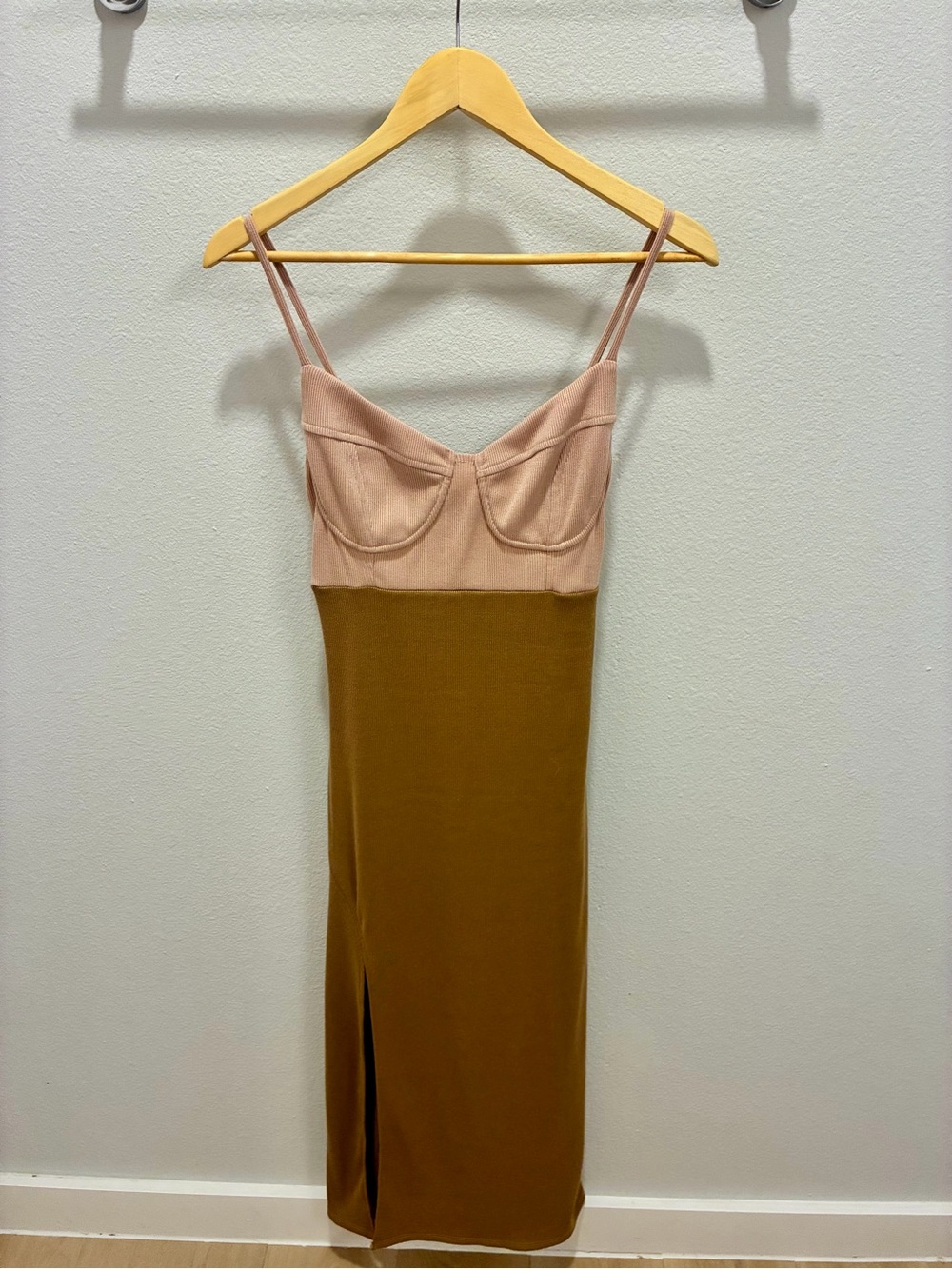 NWT Line & Dot Maggie Bustier Midi Dress Blush Combo S